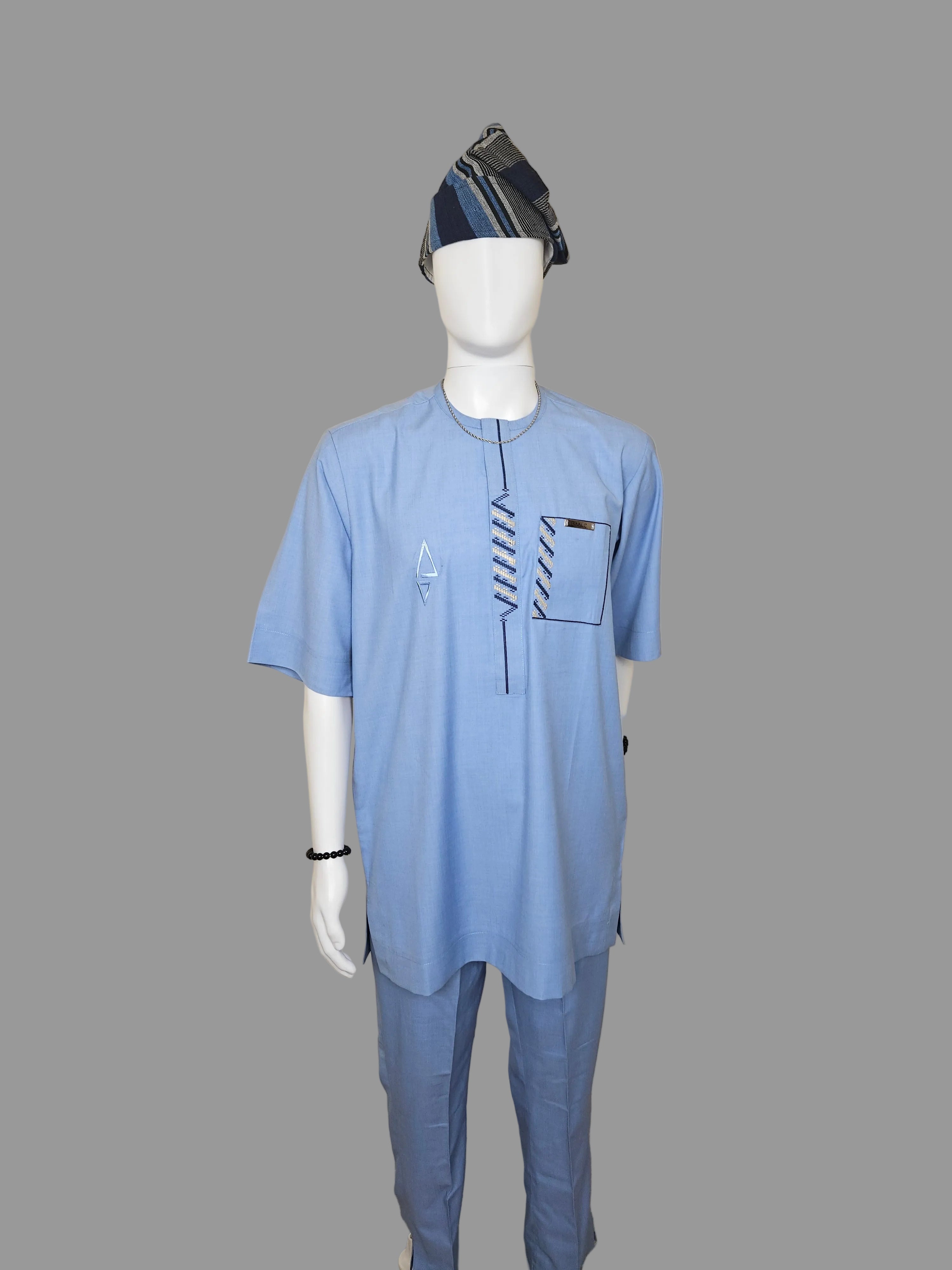 Luxury Kaftan with embroidery - Blue