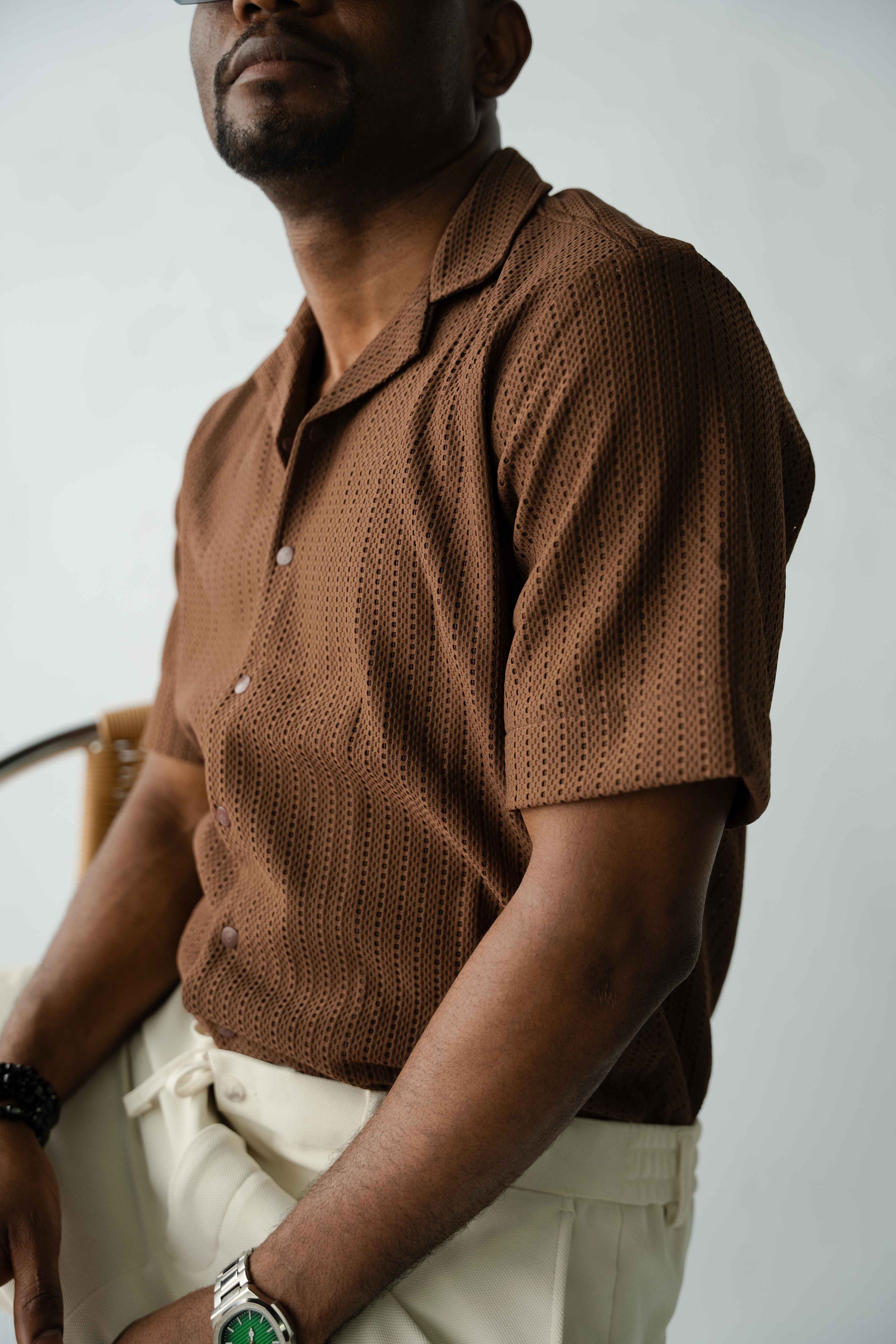 Textured Resort Shirt - Brown