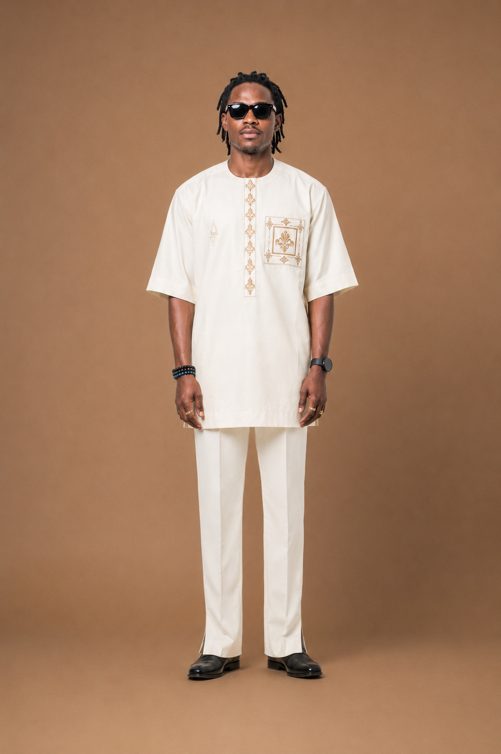 Offwhite kaftan design with embroiderey