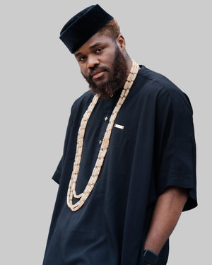 Premium black Nigerian kaftan set designed in London