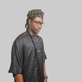 Luxury Two-Piece Nigerian Danshiki for Men with Swarovski Stone Detailing- Black