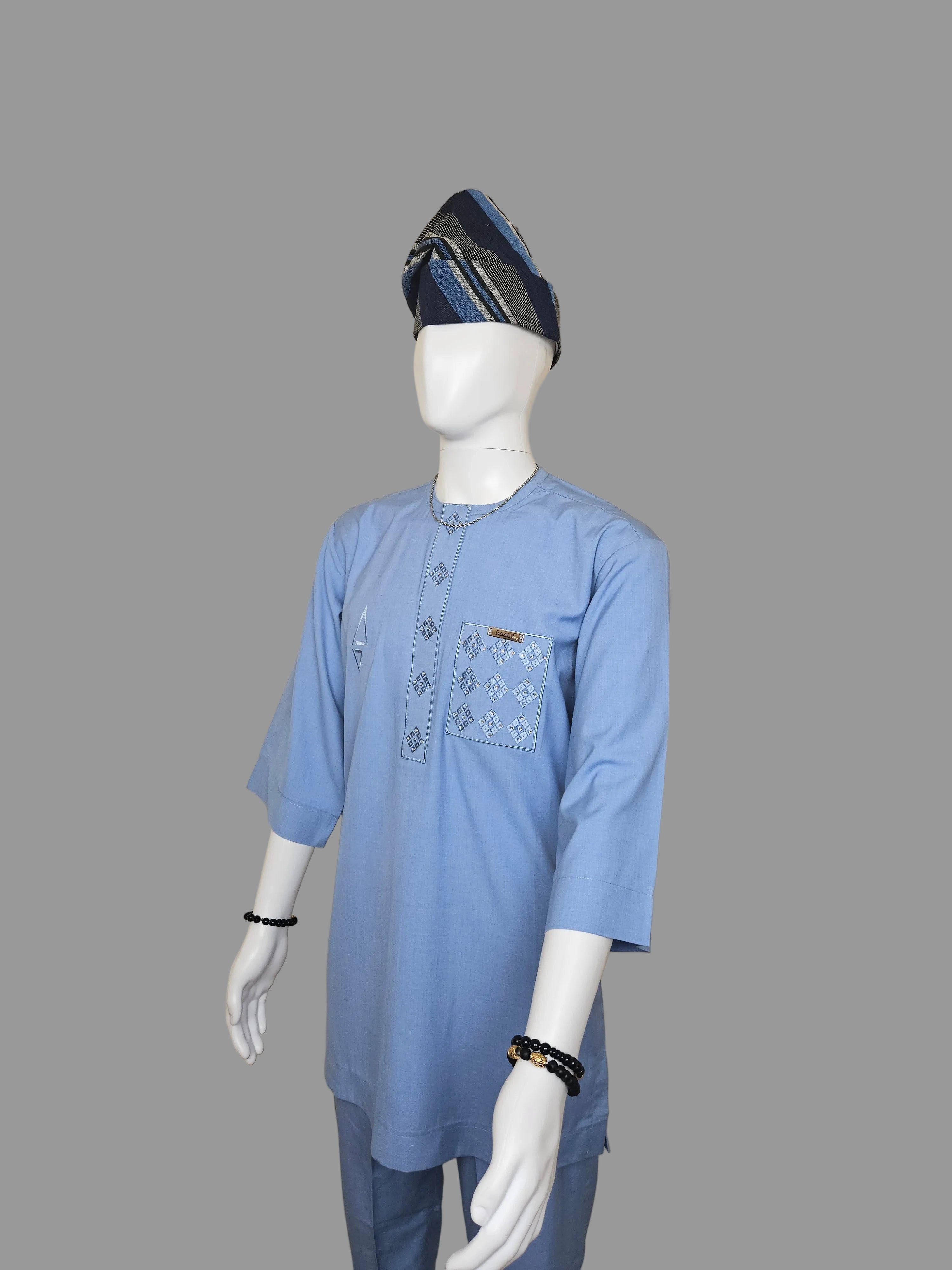 Luxury Embroidered Kaftan - Blue