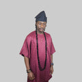 Luxury Two-Piece Nigerian Danshiki for Men with Swarovski Stone Detailing- Maroon