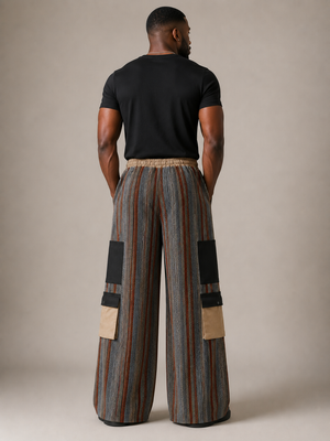 Back View of the Tade Aso Oke cargo pant by Baale Vogue