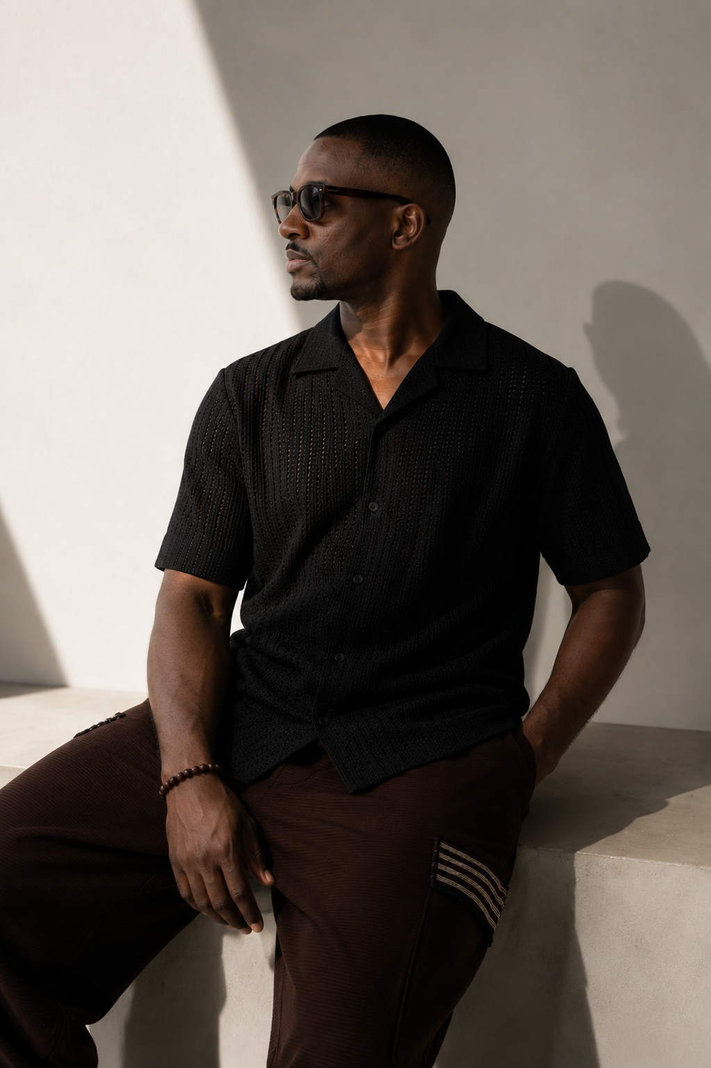 Textured Resort Shirt - Black