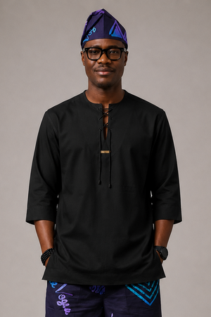 Balle Vogue Black lace up tunic shirt front view