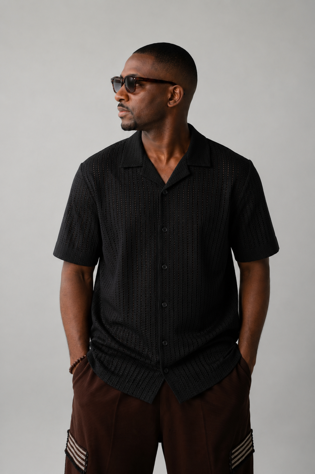 Textured Resort Shirt - Black