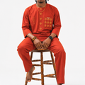 Two piece African Kaftan - burnt orange Embroidered Nigerian native 