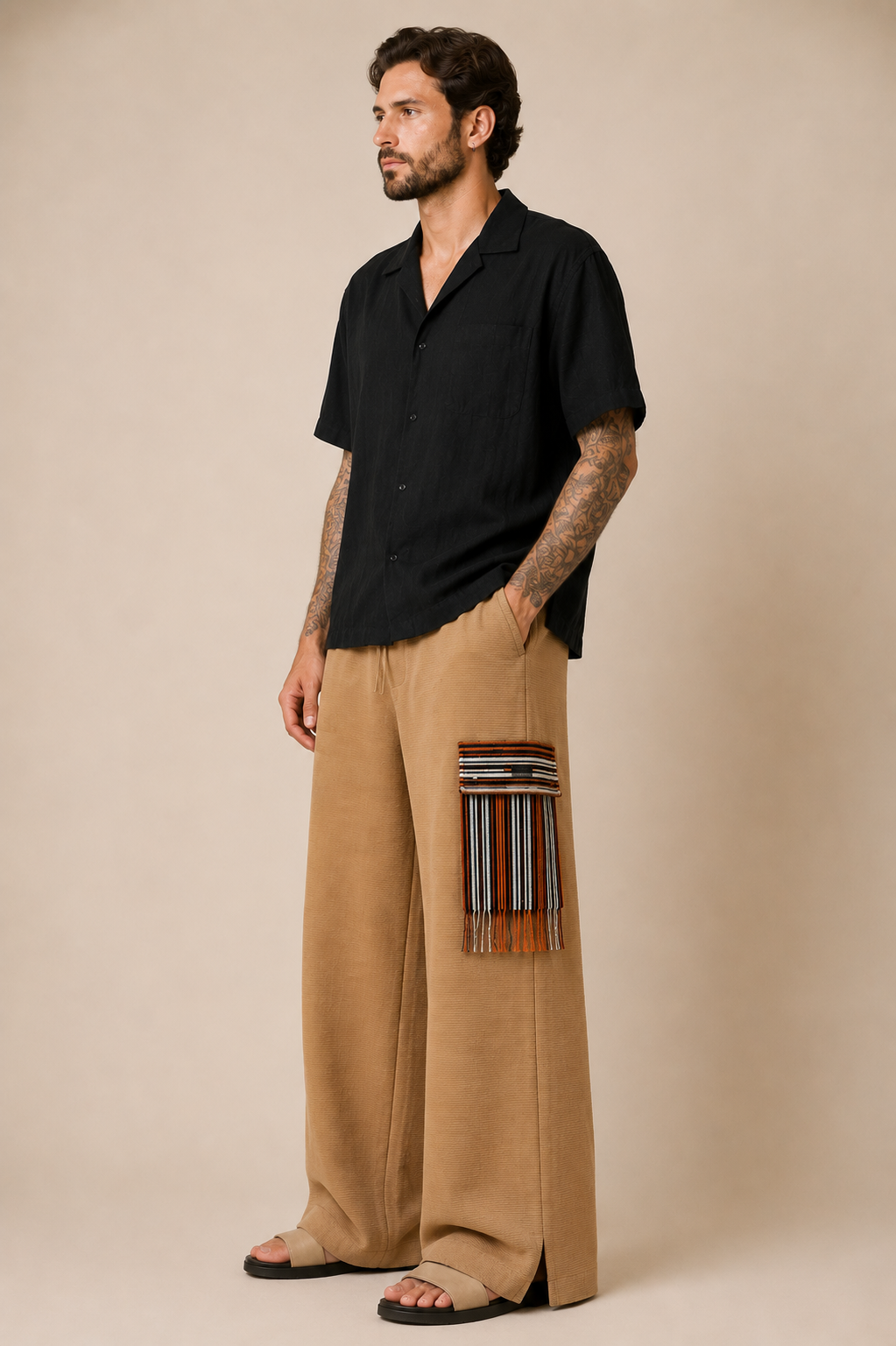 Luxury Aso oke patch wide leg pant