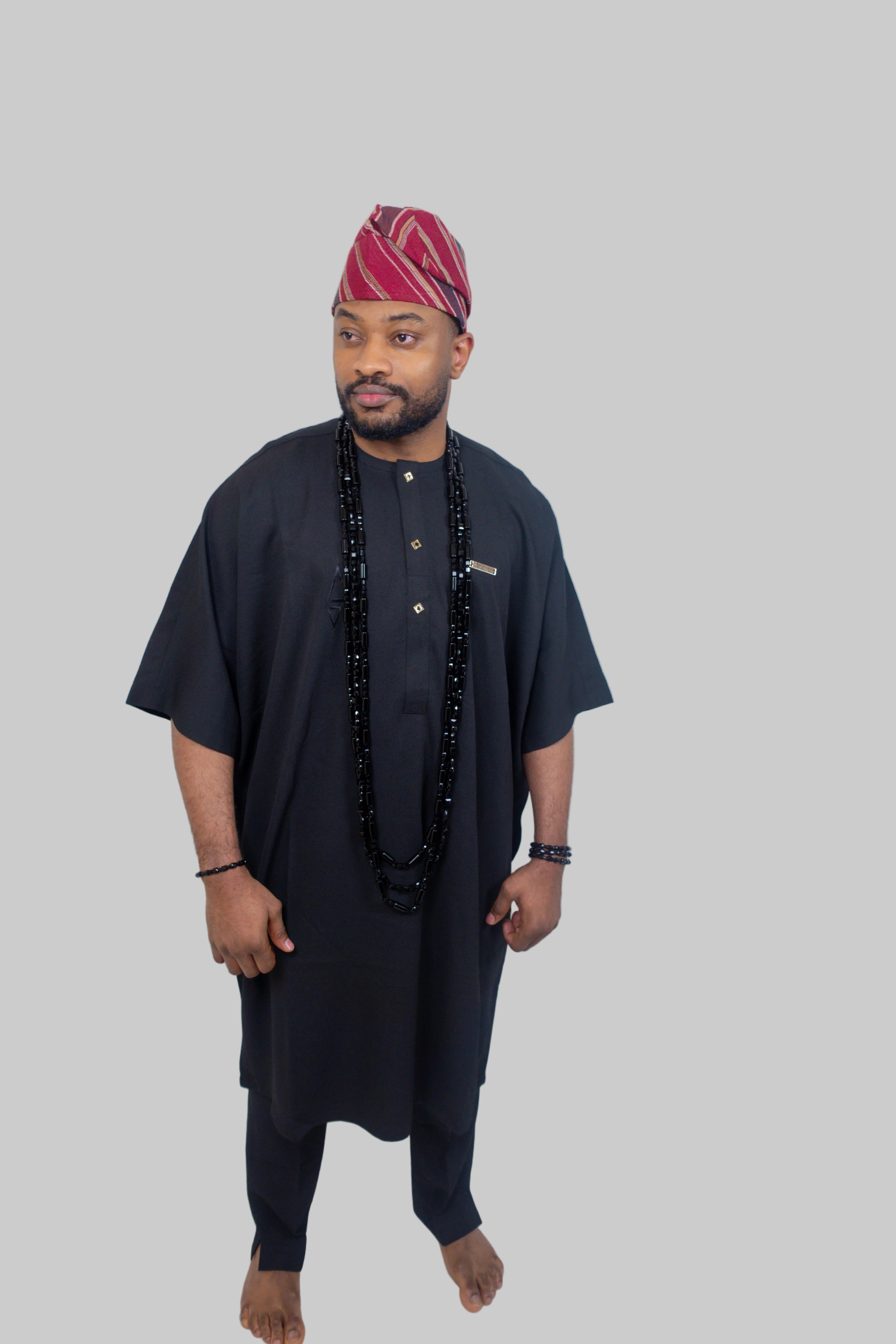 Luxury Two-Piece Long length Danshiki for Men - Black