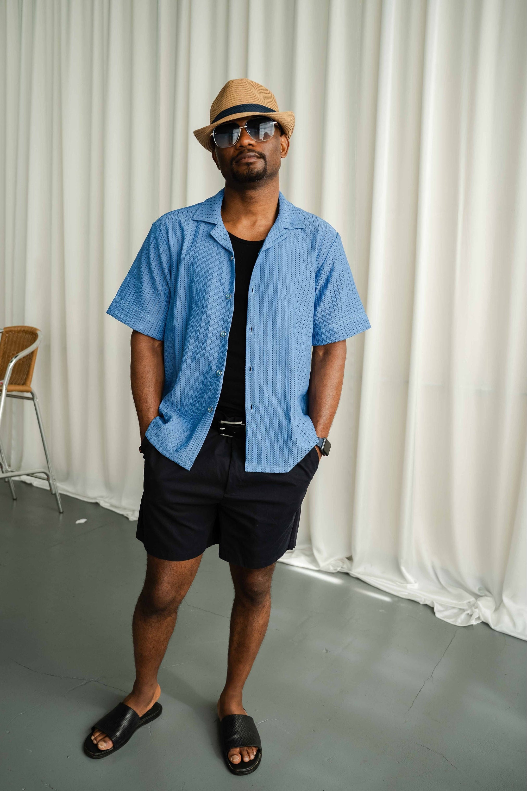 Textured Resort Shirt - Pale Blue