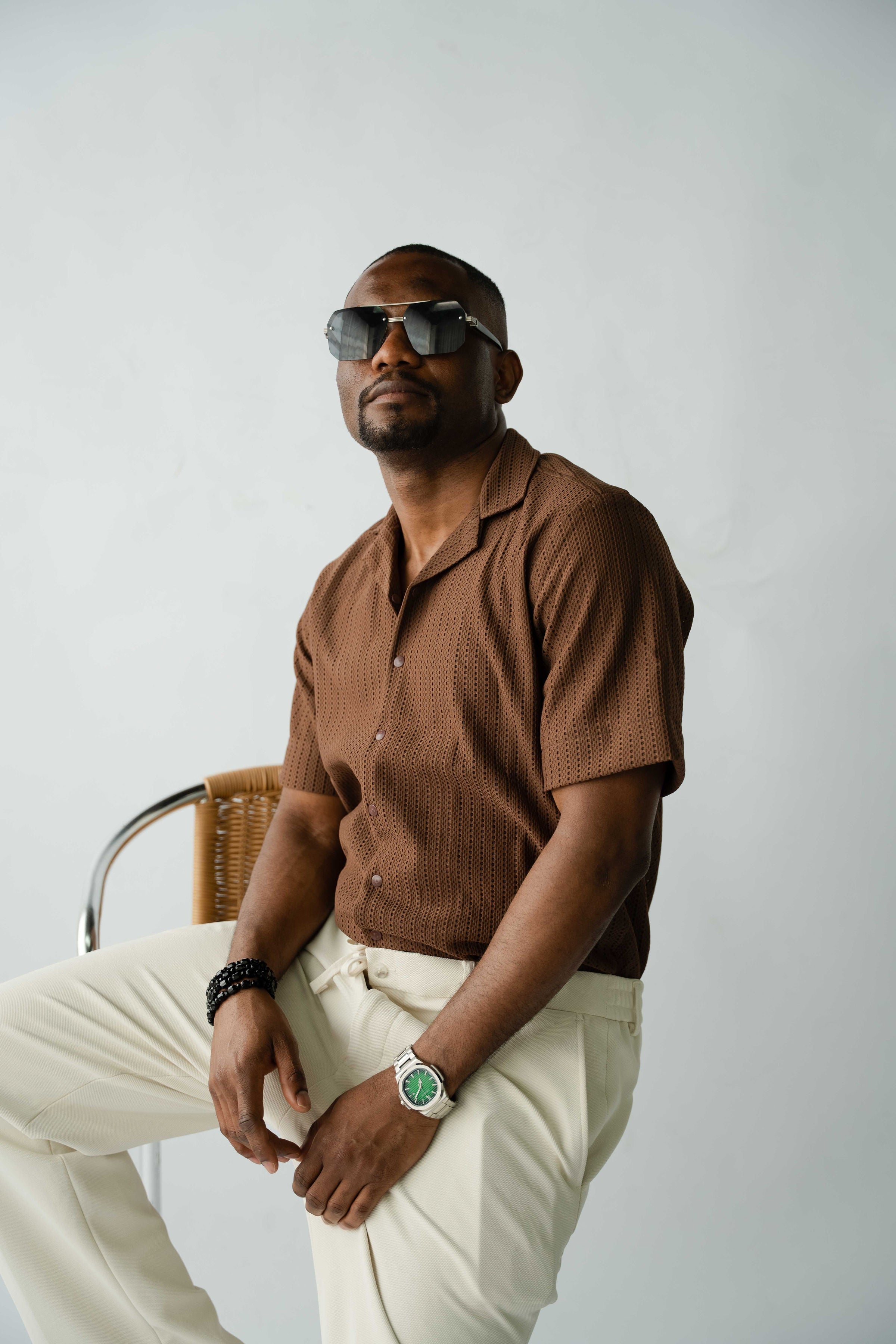 Textured Resort Shirt - Brown