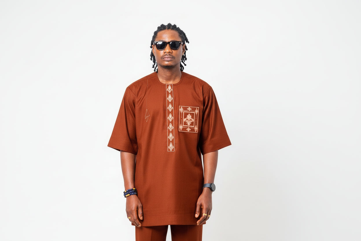 Royalty Embroidered Kaftan- orange