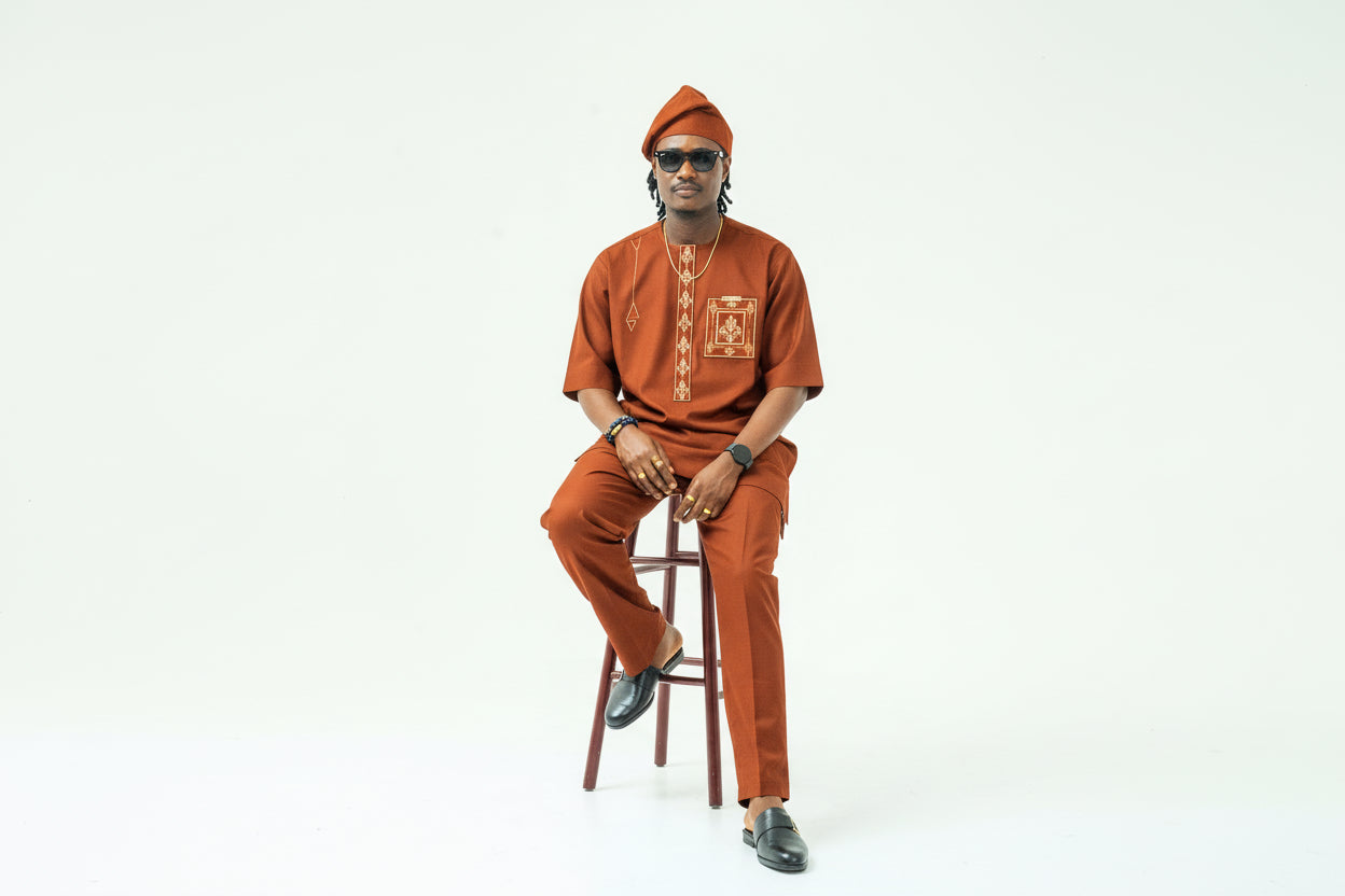 Royalty Embroidered Kaftan- orange