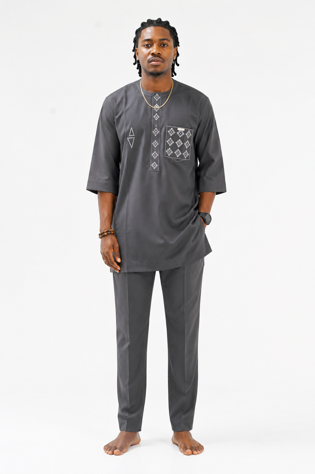 Two piece grey nigerian Kaftan
