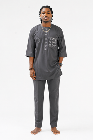 Two piece grey nigerian Kaftan
