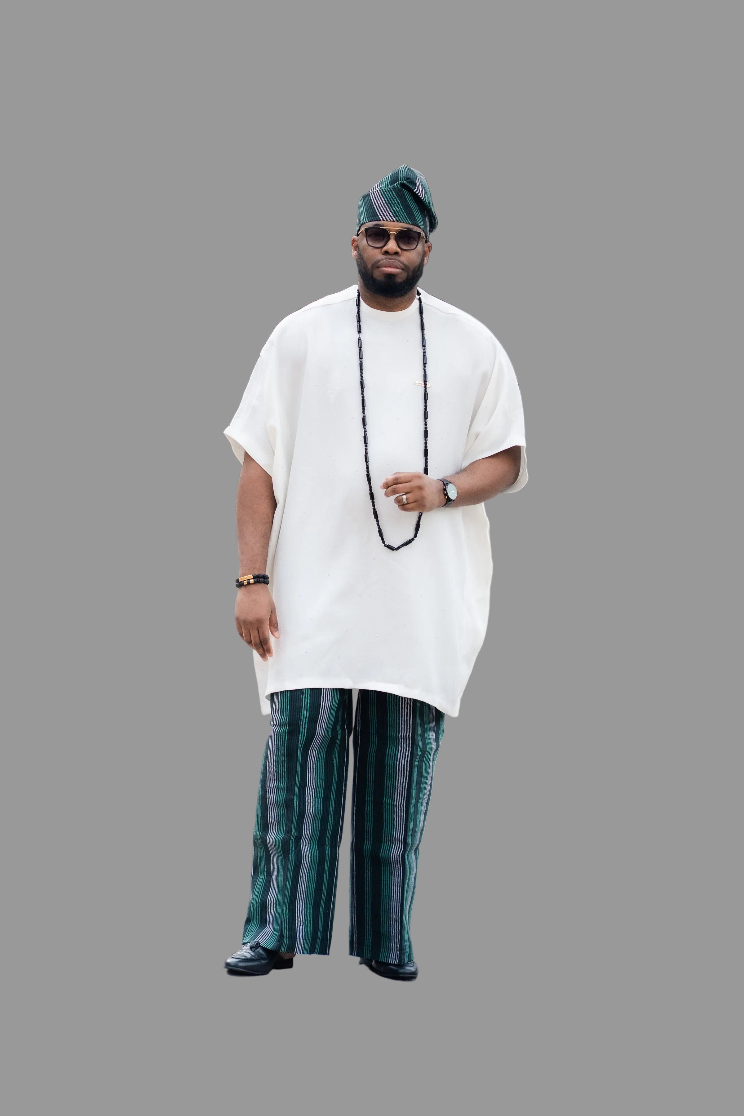 Luxury Three-Piece Nigerian Danshiki for Men with Swarovski Stone Detailing - Balogun GW
