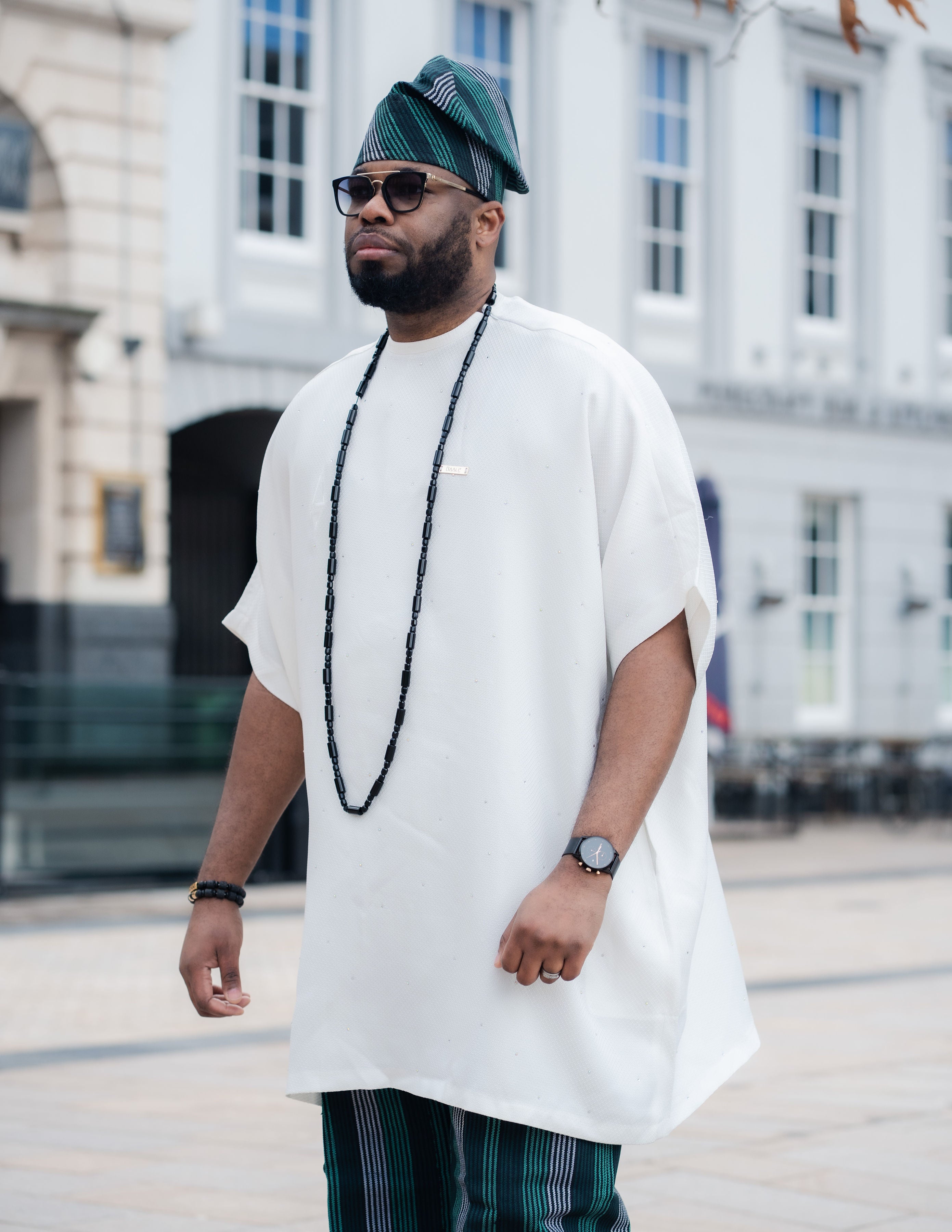 Luxury Three-Piece Nigerian Danshiki for Men with Swarovski Stone Detailing - Balogun GW