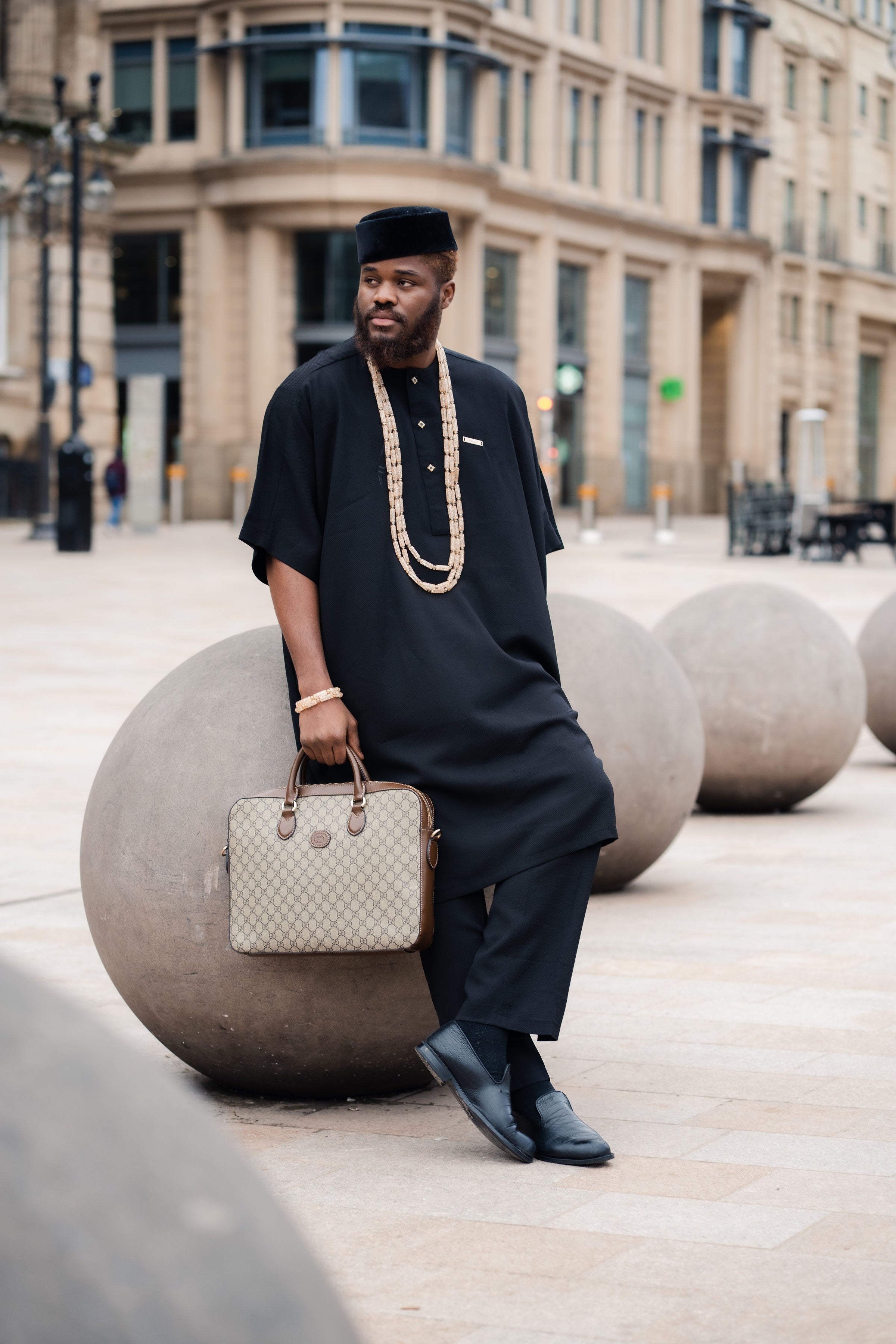 Luxury Two-Piece Long length Danshiki for Men - Black