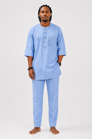 Premium Pale Blue quarter sleeve kaftan for Men
