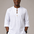 White lace-up tunic shirt for men by Baale Vogue