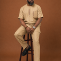 Men's golden embroidered senator wear with matching tailored trousers