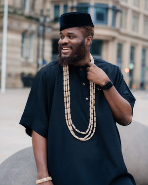 Premium black Nigerian kaftan set designed in London