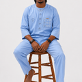 Pale blue nigerian wedding menswear luxurious